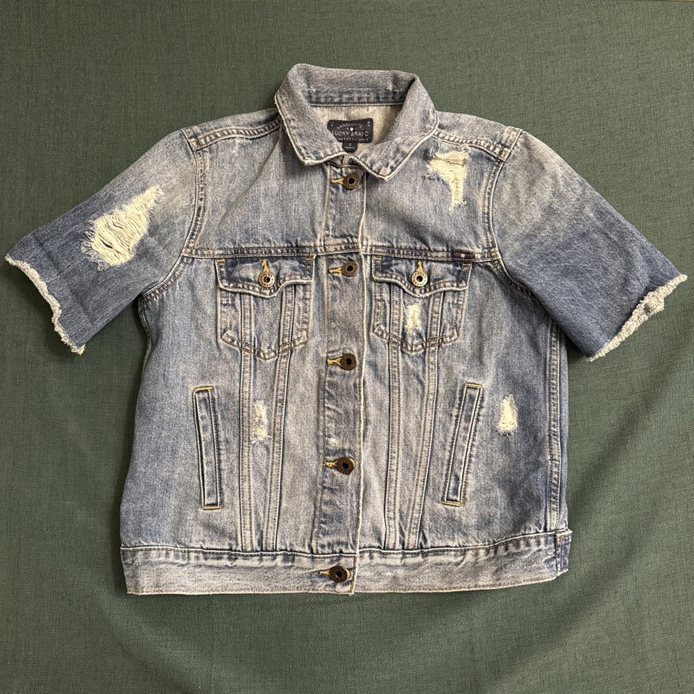 Lucky Brand Jean Vest Short Sleeve Jacket Size Small Blue